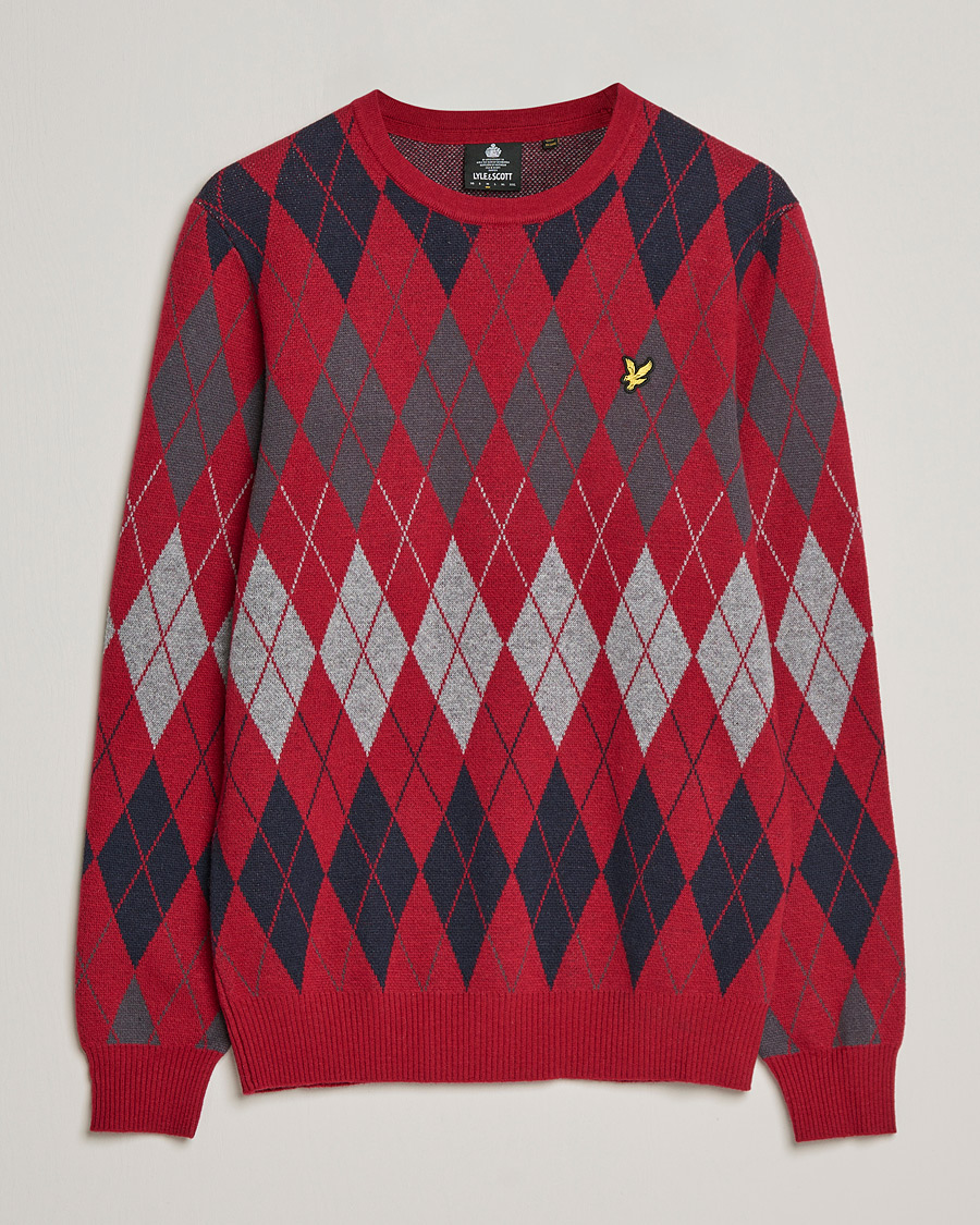 Herren | Pullover | Lyle & Scott | British Argyle Crew Neck Tunnel Red
