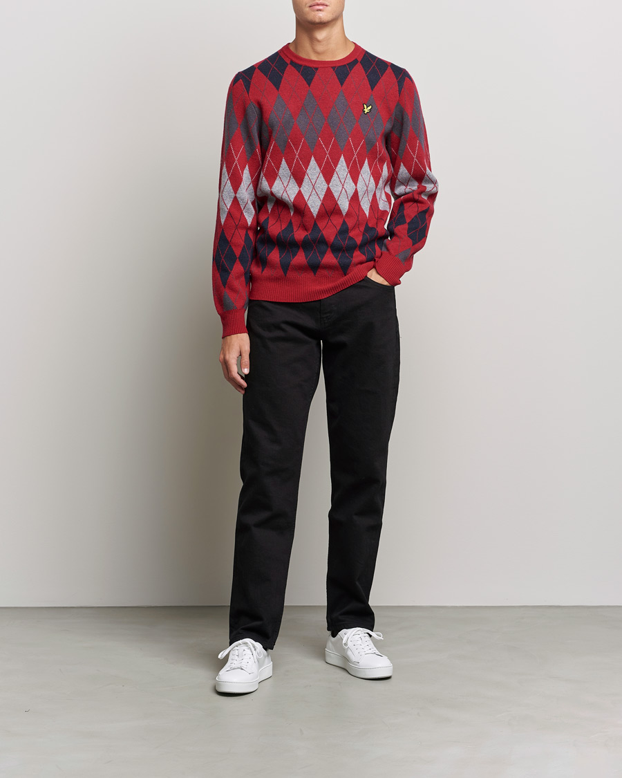 Herren | Pullover | Lyle & Scott | British Argyle Crew Neck Tunnel Red