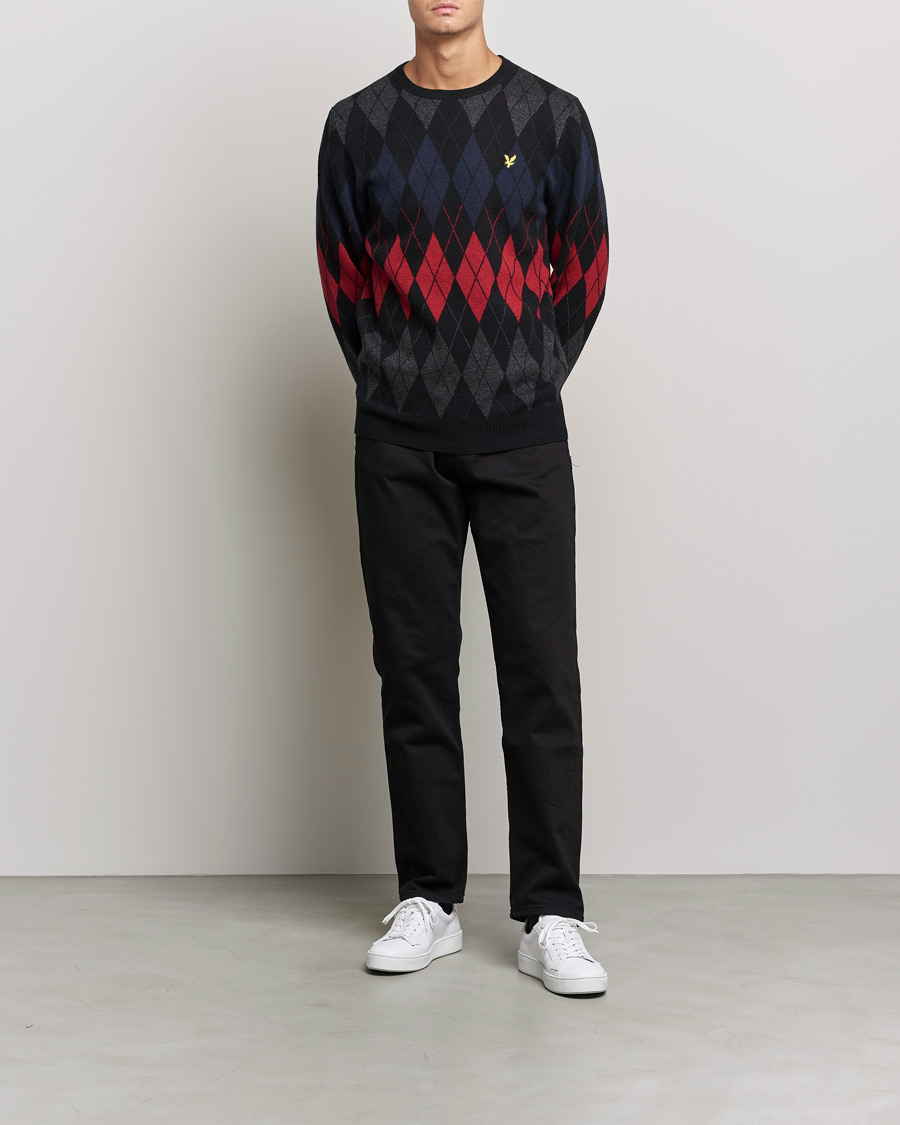 Herren | Pullover | Lyle & Scott | British Argyle Crew Neck Black