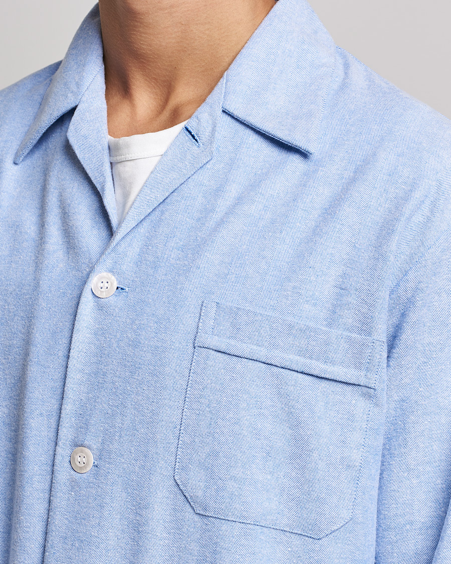 Herren | Schlafanzüge & Bademäntel | Derek Rose | Brushed Cotton Flannel Herringbone Pyjama Set Blue