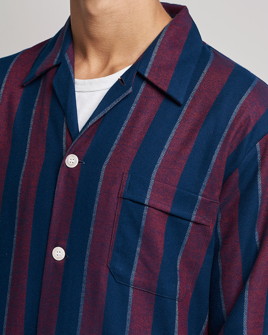 Herren | Schlafanzüge & Bademäntel | Derek Rose | Brushed Cotton Flanell Striped Pyjama Set Navy