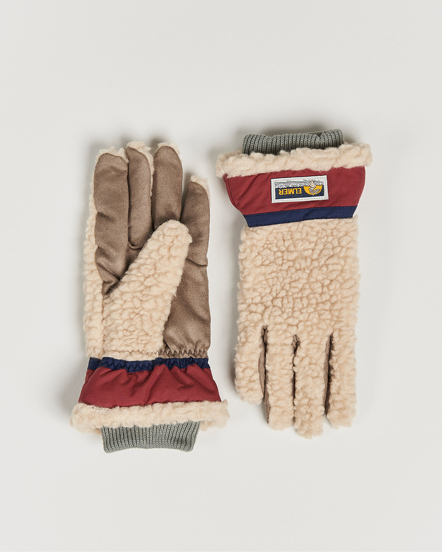 Herren | Elmer by Swany Sota Wool Teddy Gloves Beige/Wine | Elmer by Swany | Sota Wool Teddy Gloves Beige/Wine