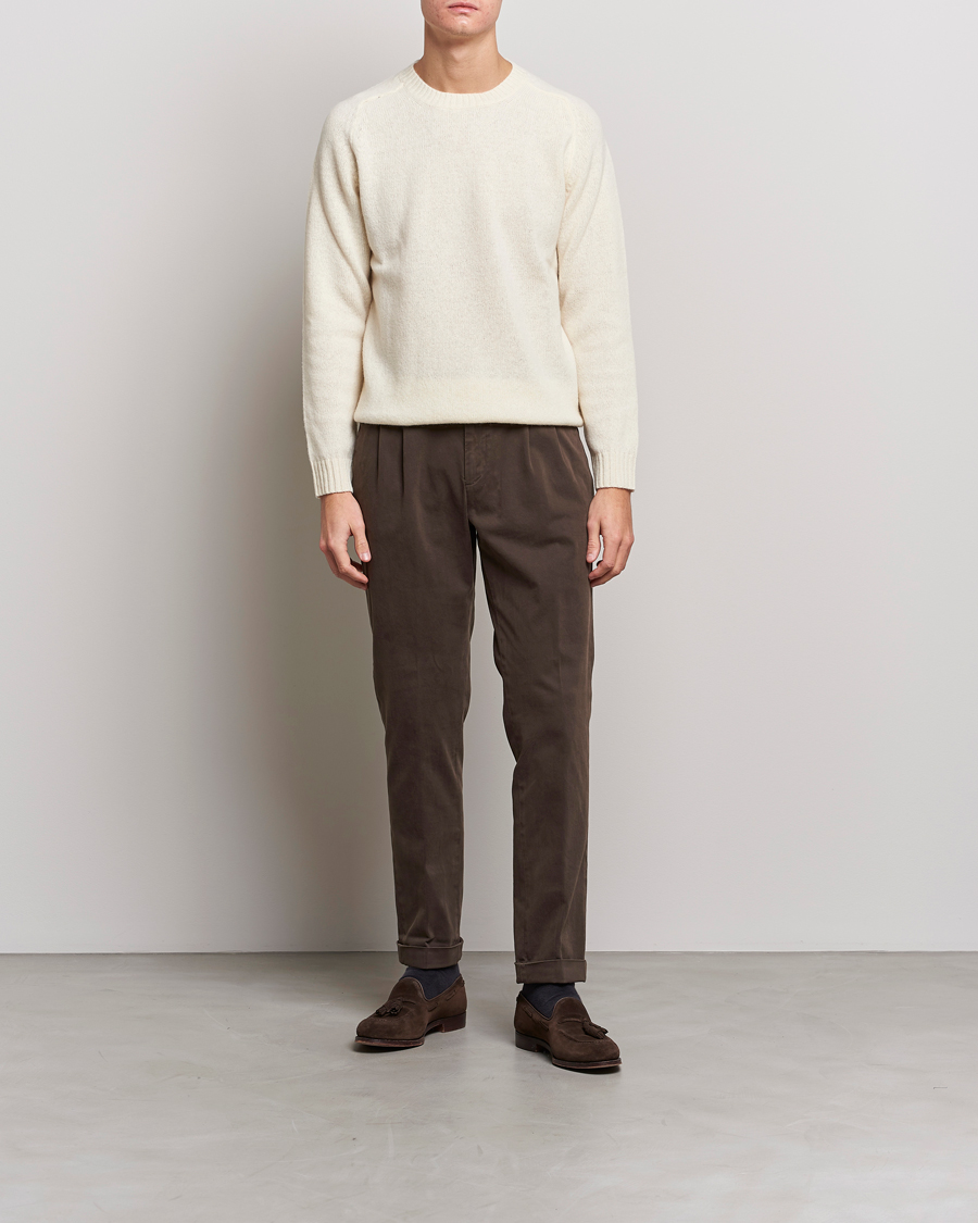 Herren | Hosen | Briglia 1949 | Easy Fit Pleated Cotton Stretch Chino Coffe Brown