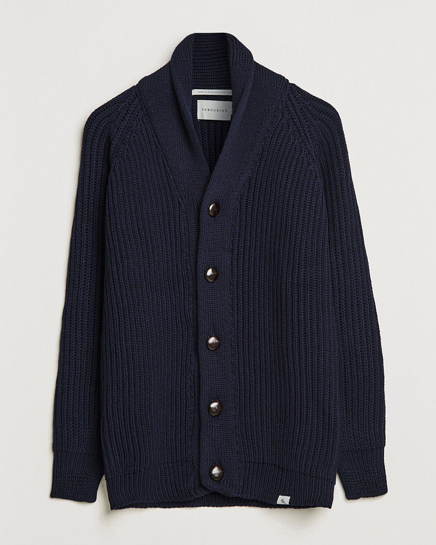 Herren | Pullover | Peregrine | Wilkinson Ribbed Wool Cardigan Navy