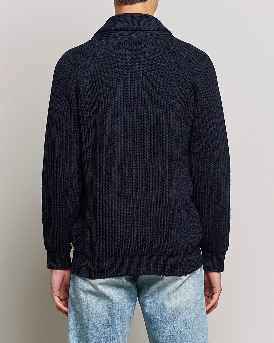 Herren | Pullover | Peregrine | Wilkinson Ribbed Wool Cardigan Navy