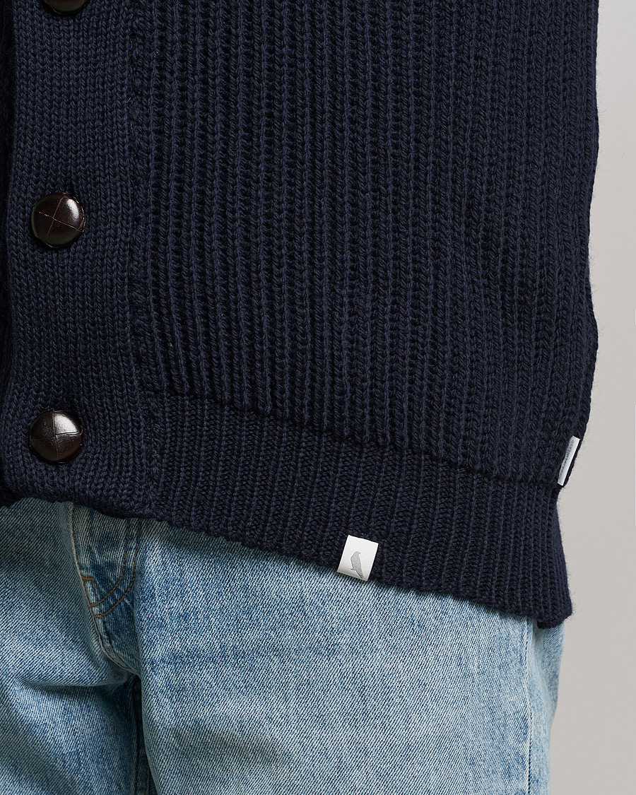 Herren | Pullover | Peregrine | Wilkinson Ribbed Wool Cardigan Navy