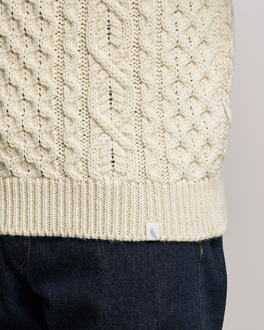 Herren | Pullover | Peregrine | Hudson Wool Aran Knitted Jumper Cream