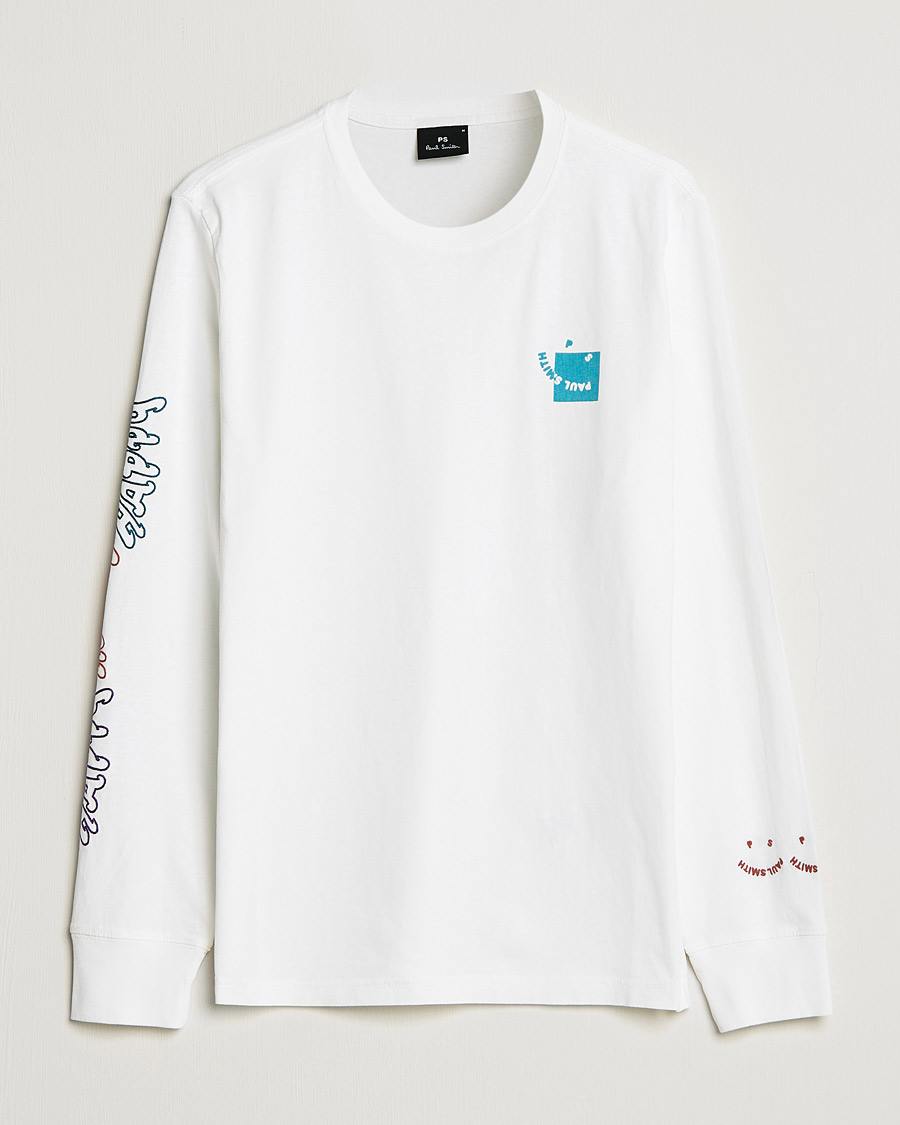 Herren | T-Shirts | PS Paul Smith | Happy Face Long Sleeve T-Shirt White