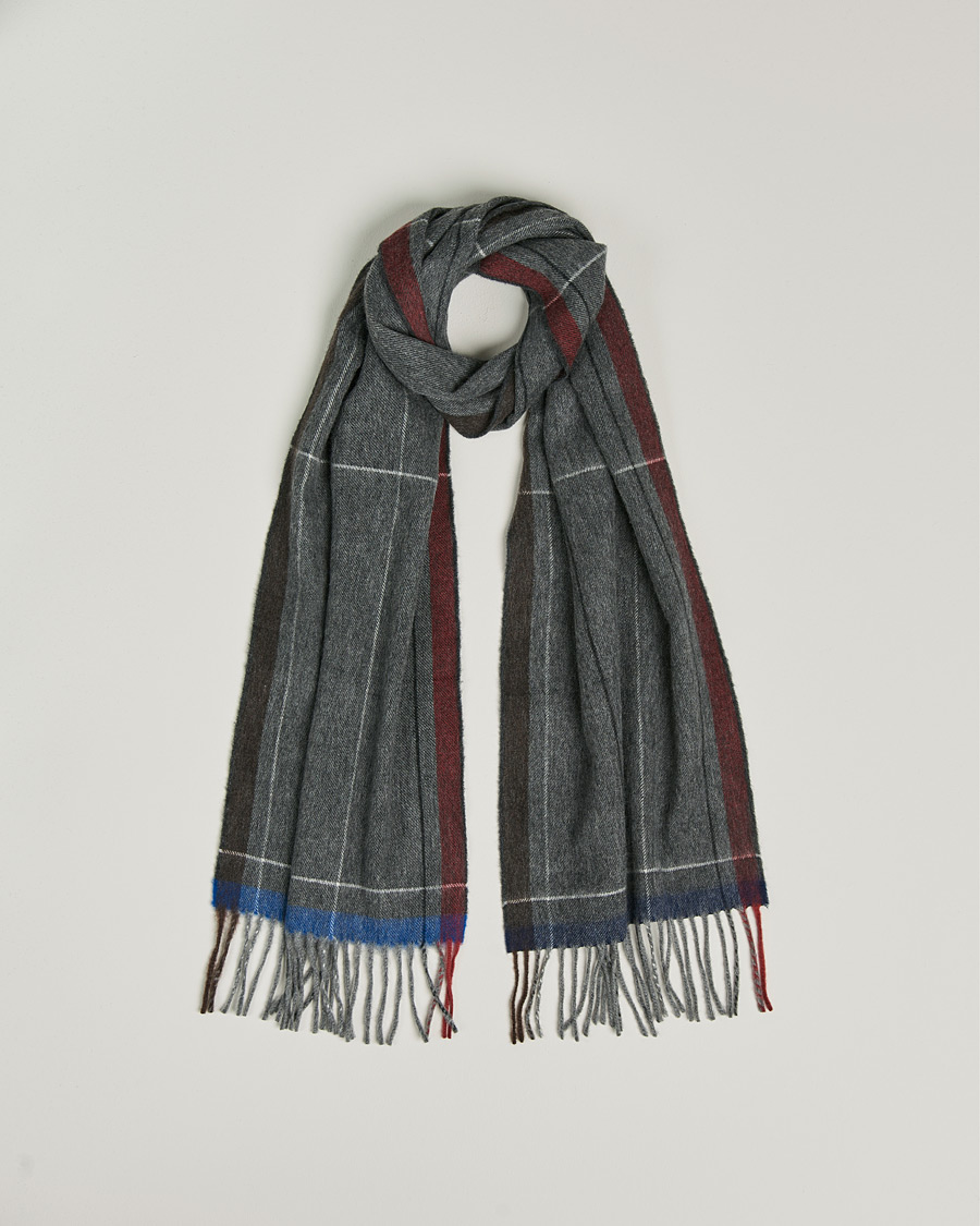 Herren | Begg & Co Vale Lambswool/Cashmere Needle Check Scarf Grey Multi | Begg & Co | Vale Lambswool/Cashmere Needle Check Scarf Grey Multi