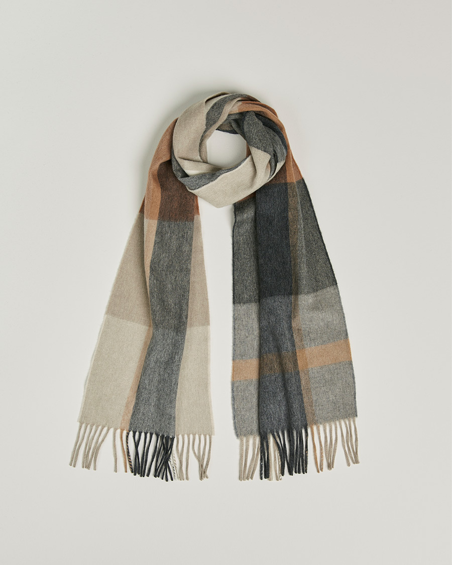 Herren | Begg & Co Vale Sitwell Lambswool/Cashmere Scarf Charcoal Natural | Begg & Co | Vale Sitwell Lambswool/Cashmere Scarf Charcoal Natural