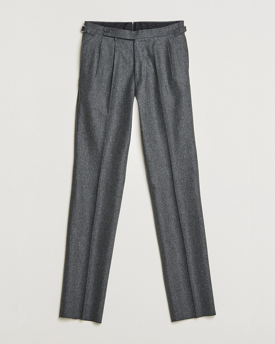 Herren | Hosen | Beams F | Pleated Flannel Trousers Dark Grey