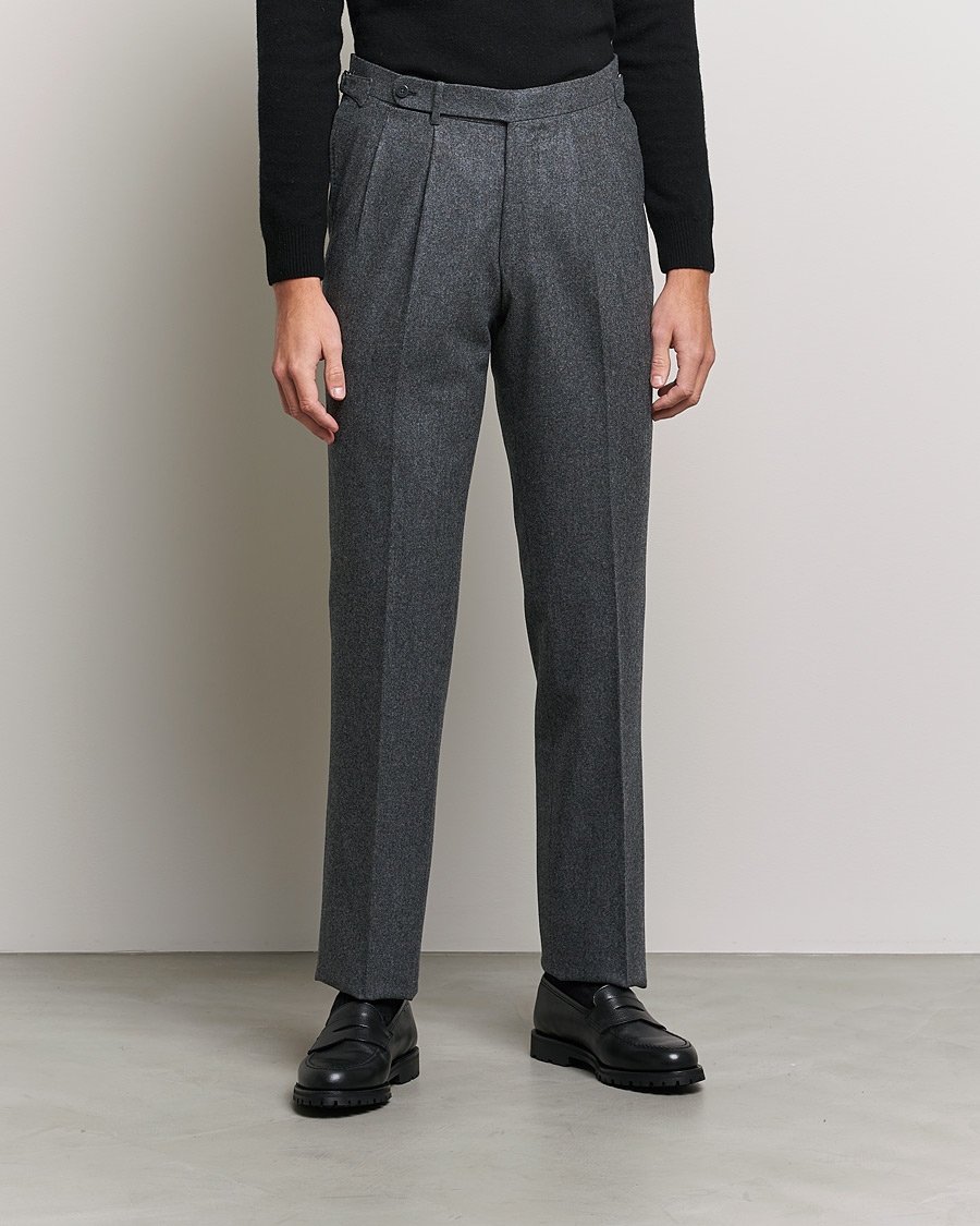 Herren | Hosen | Beams F | Pleated Flannel Trousers Dark Grey