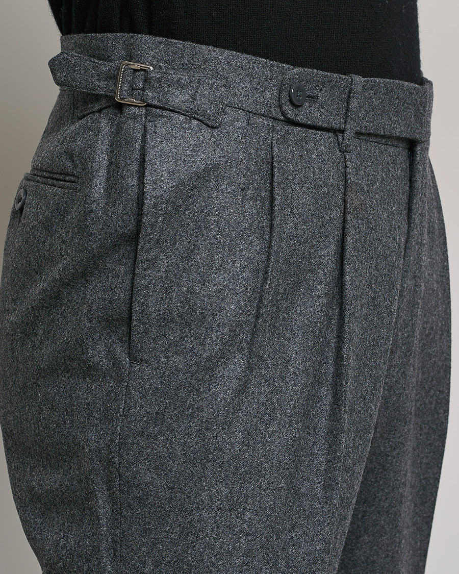 Herren | Hosen | Beams F | Pleated Flannel Trousers Dark Grey