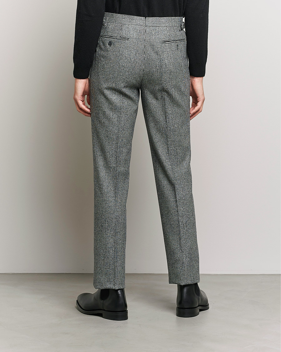 Herren | Hosen | Beams F | Pleated Flannel Trousers Grey Check