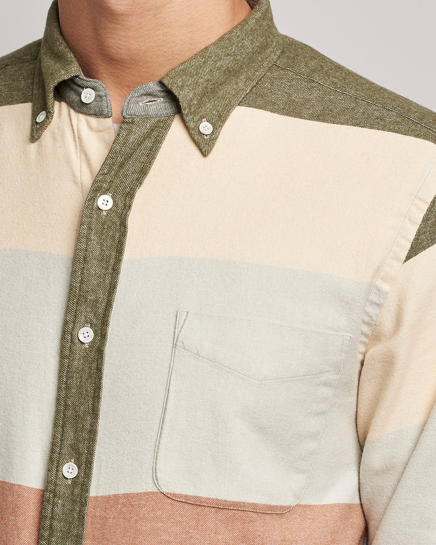 Herren | Hemden | BEAMS PLUS | Flannel Multi Stripe Shirt Olive/Cream