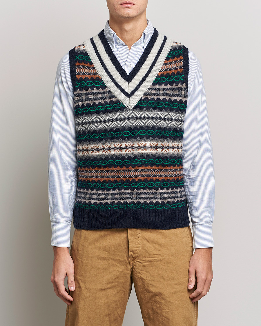Herren | Pullover | BEAMS PLUS | Fairisle Cricket Knit Vest Navy