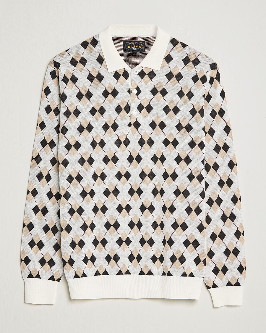 Herren | Pullover | BEAMS PLUS | Argyle Knitted Polo Off White