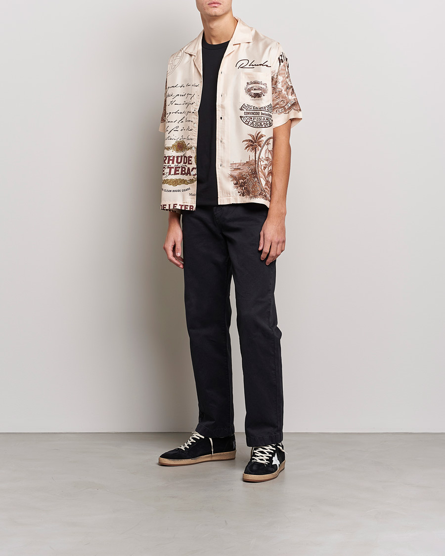 Herren | Hemden | Rhude | Silk Cigar Short Sleeve Shirt Brown/Cream