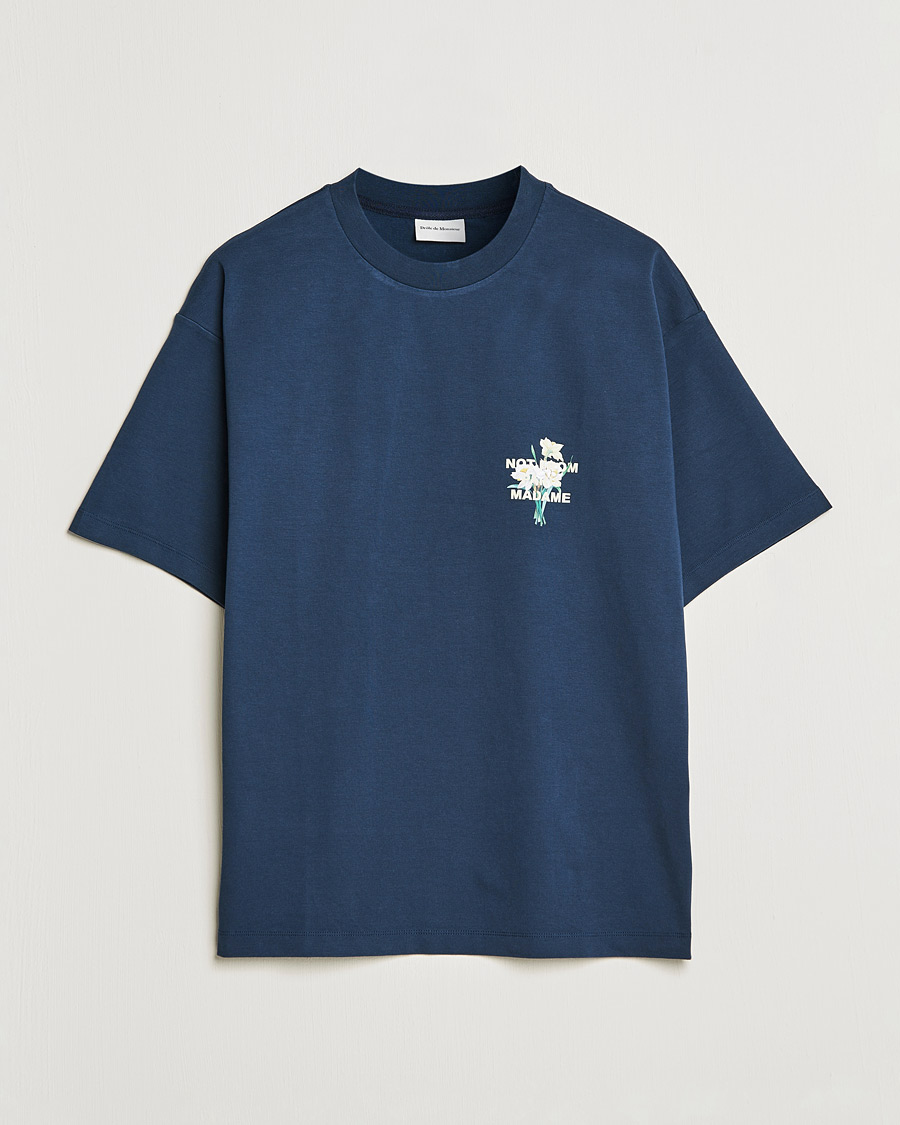 Herren | T-Shirts | Drôle de Monsieur | Fleur Slogan T-Shirt Navy