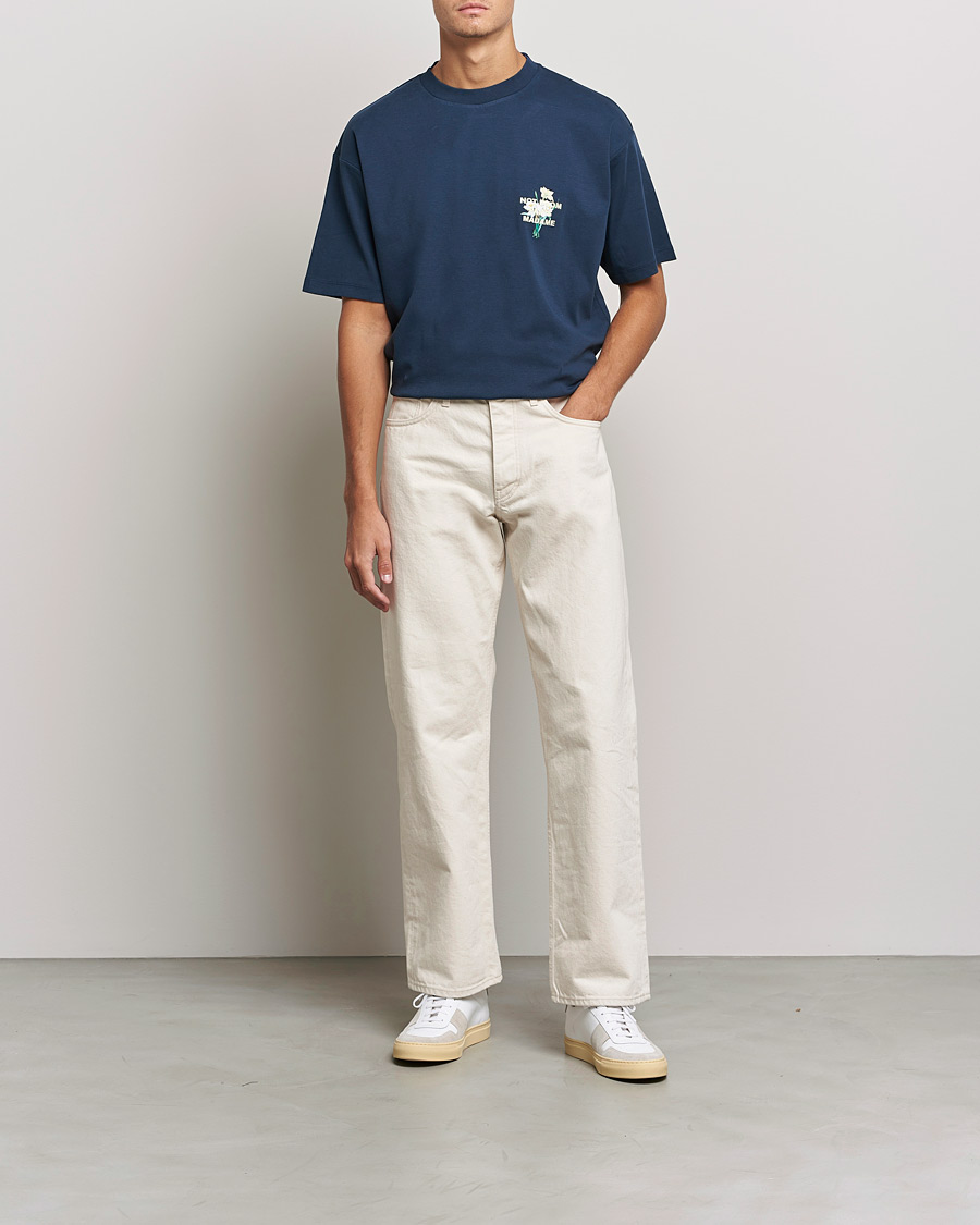 Herren | T-Shirts | Drôle de Monsieur | Fleur Slogan T-Shirt Navy