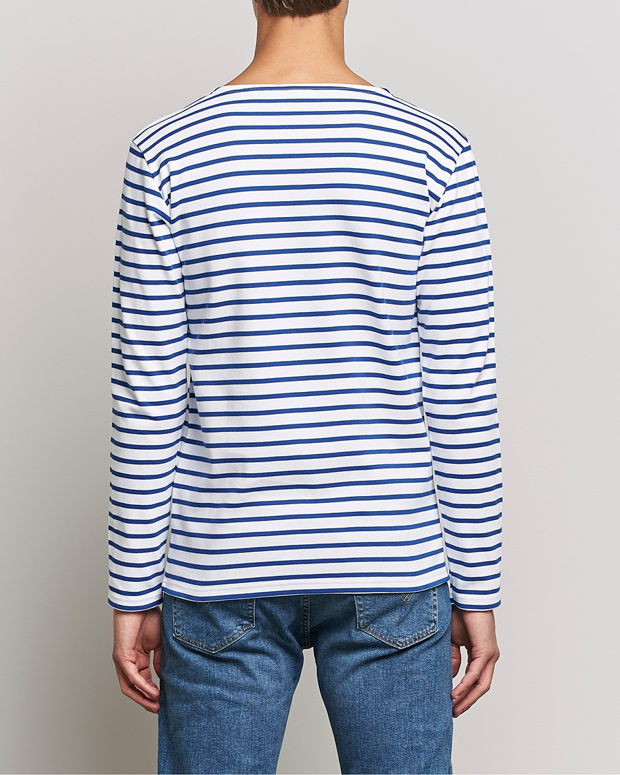 Herren | T-Shirts | Armor-lux | Houat Héritage Stripe Long Sleeve T-Shirt White/Blue