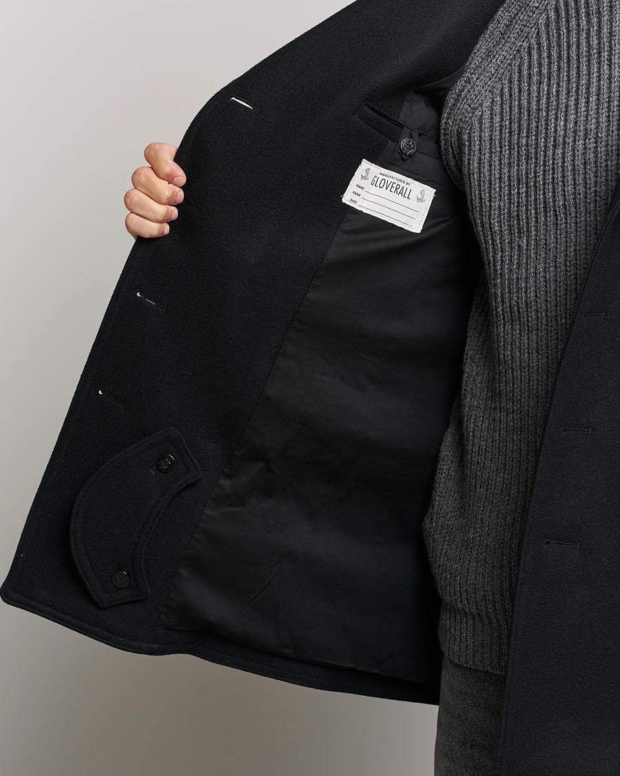 Herren | Jacken | Gloverall | Churchill Reefer Shearling Peacoat Black