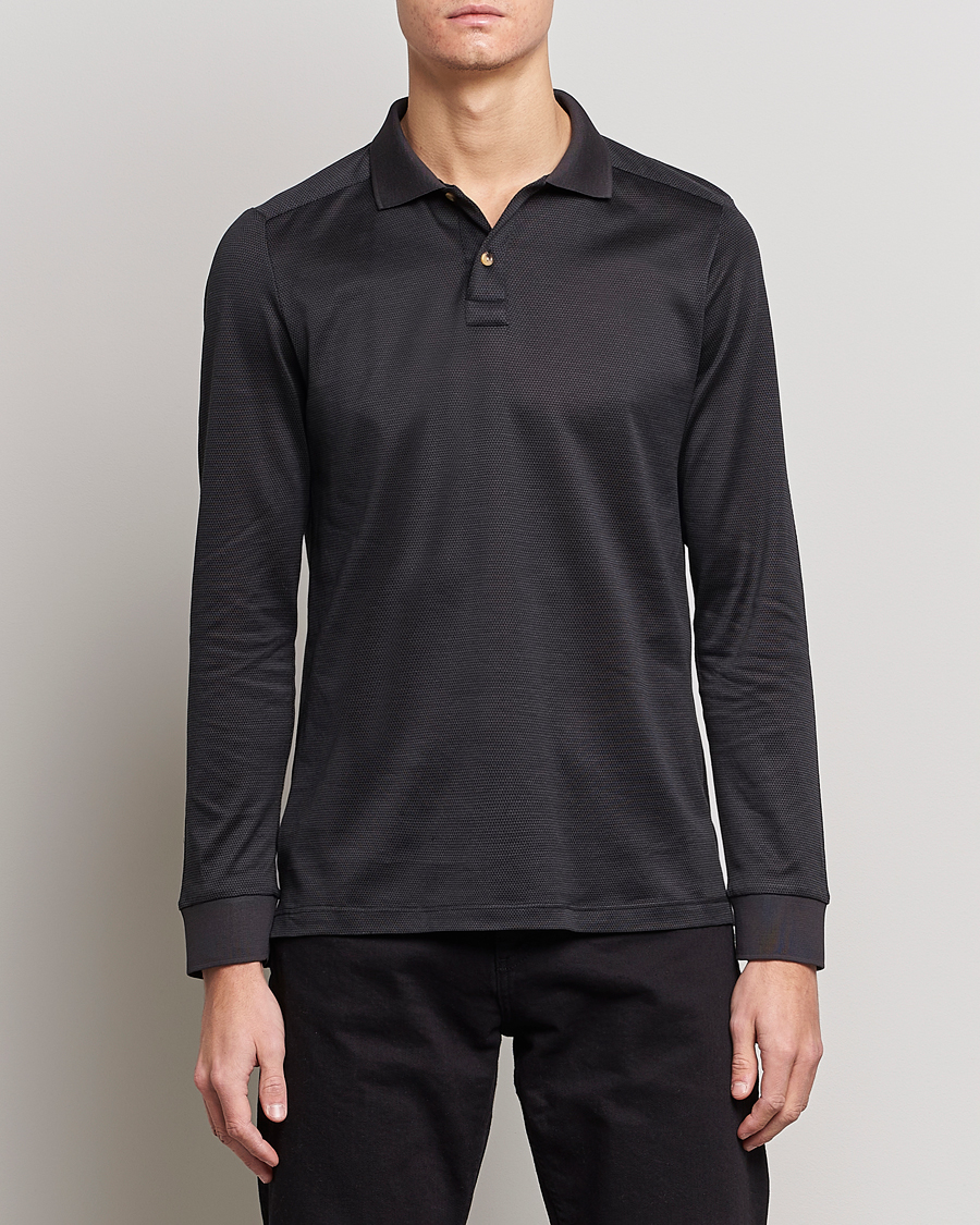 Herren | Pullover | Eton | Knit Jaquard Polo Shirt Black