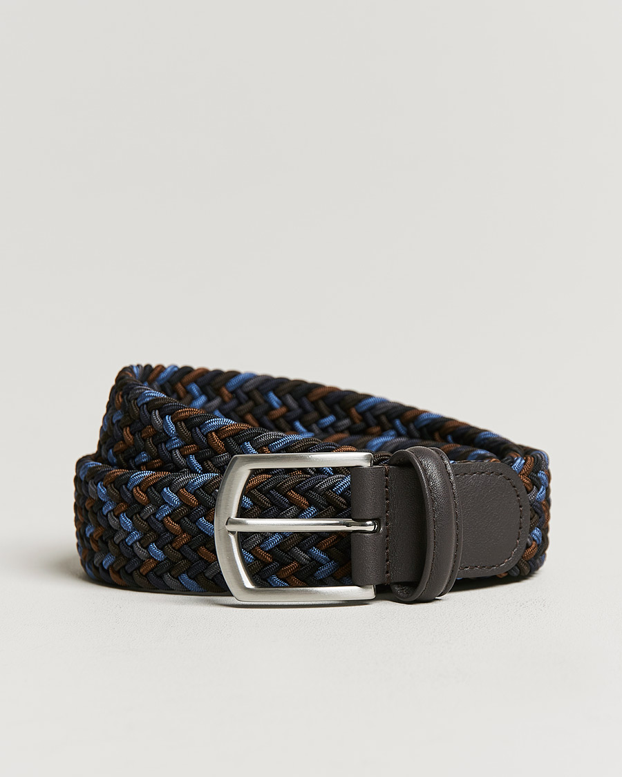 Herren | Gürtel | Anderson's | Stretch Woven 3,5 cm Belt Navy/Brown