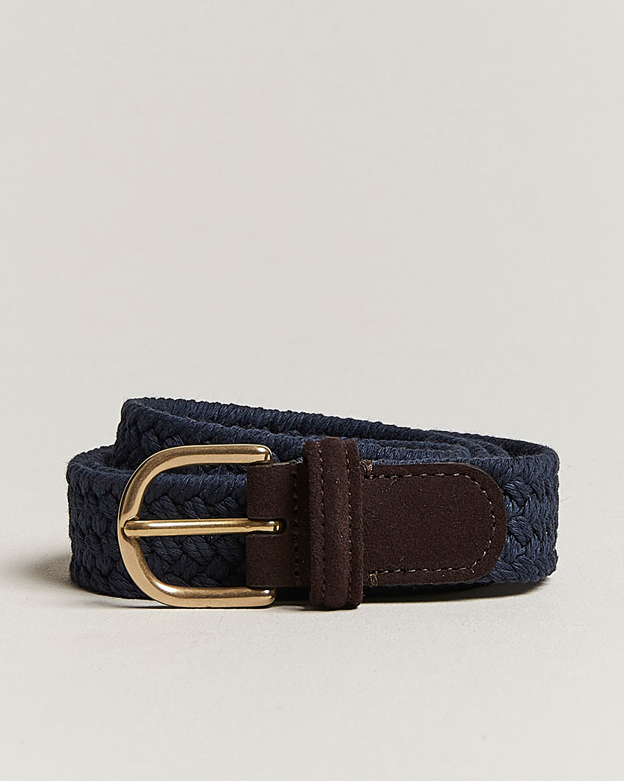 Herren | Anderson's Braided Cotton Casual Belt 3 cm Navy | Anderson's | Braided Cotton Casual Belt 3 cm Navy