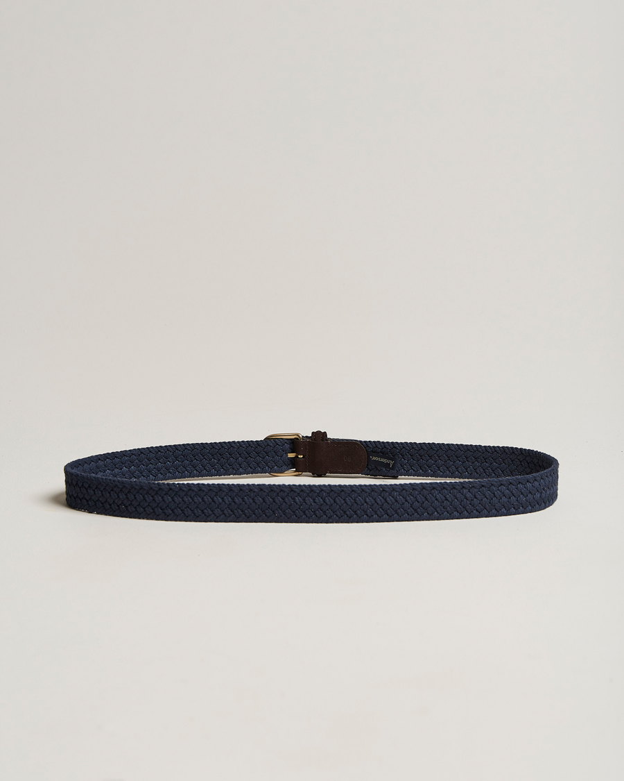 Herren | Anderson's Braided Cotton Casual Belt 3 cm Navy | Anderson's | Braided Cotton Casual Belt 3 cm Navy