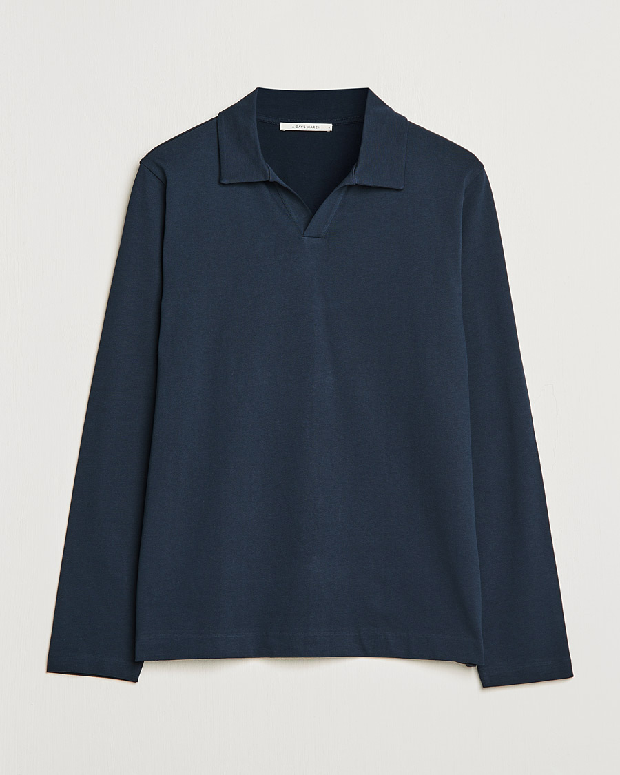 Herren | Pullover | A Day's March | Branford Long Sleeve Jersey Polo Navy