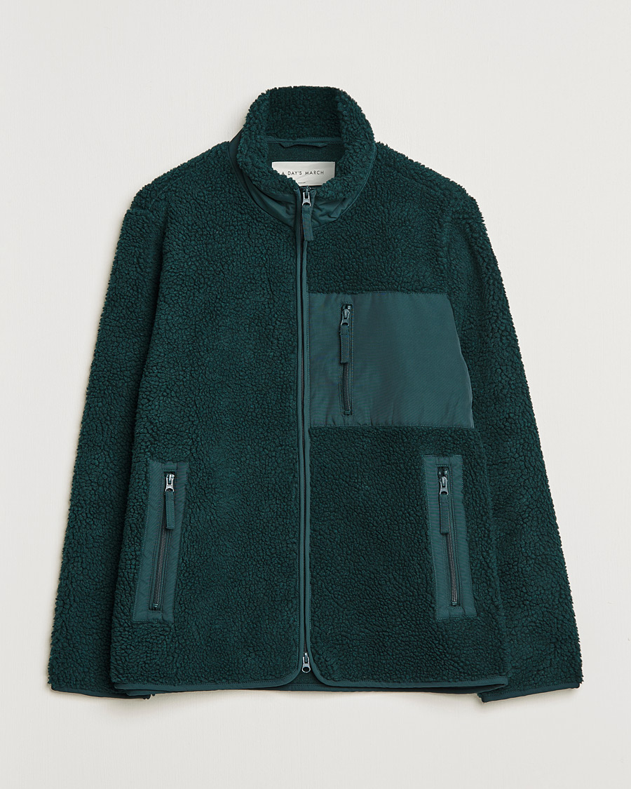 Herren | Pullover | A Day's March | Granån Recycled Fleece Jacket Bottle Green
