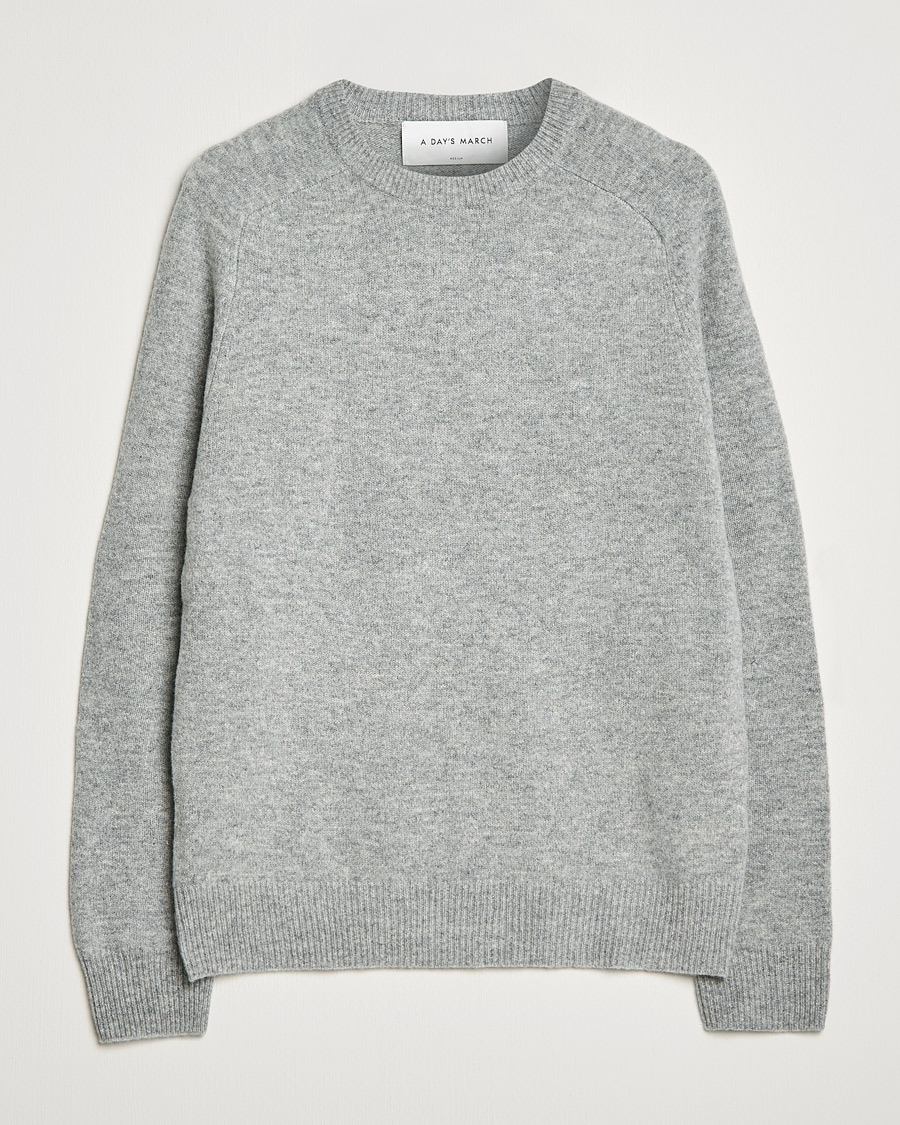 Herren | Pullover | A Day's March | Brodick Lambswool Sweater Grey Melange