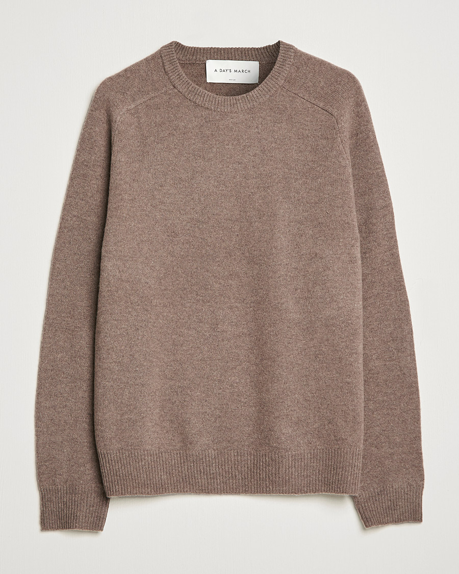 Herren | Pullover | A Day's March | Brodick Lambswool Sweater Taupe Melange