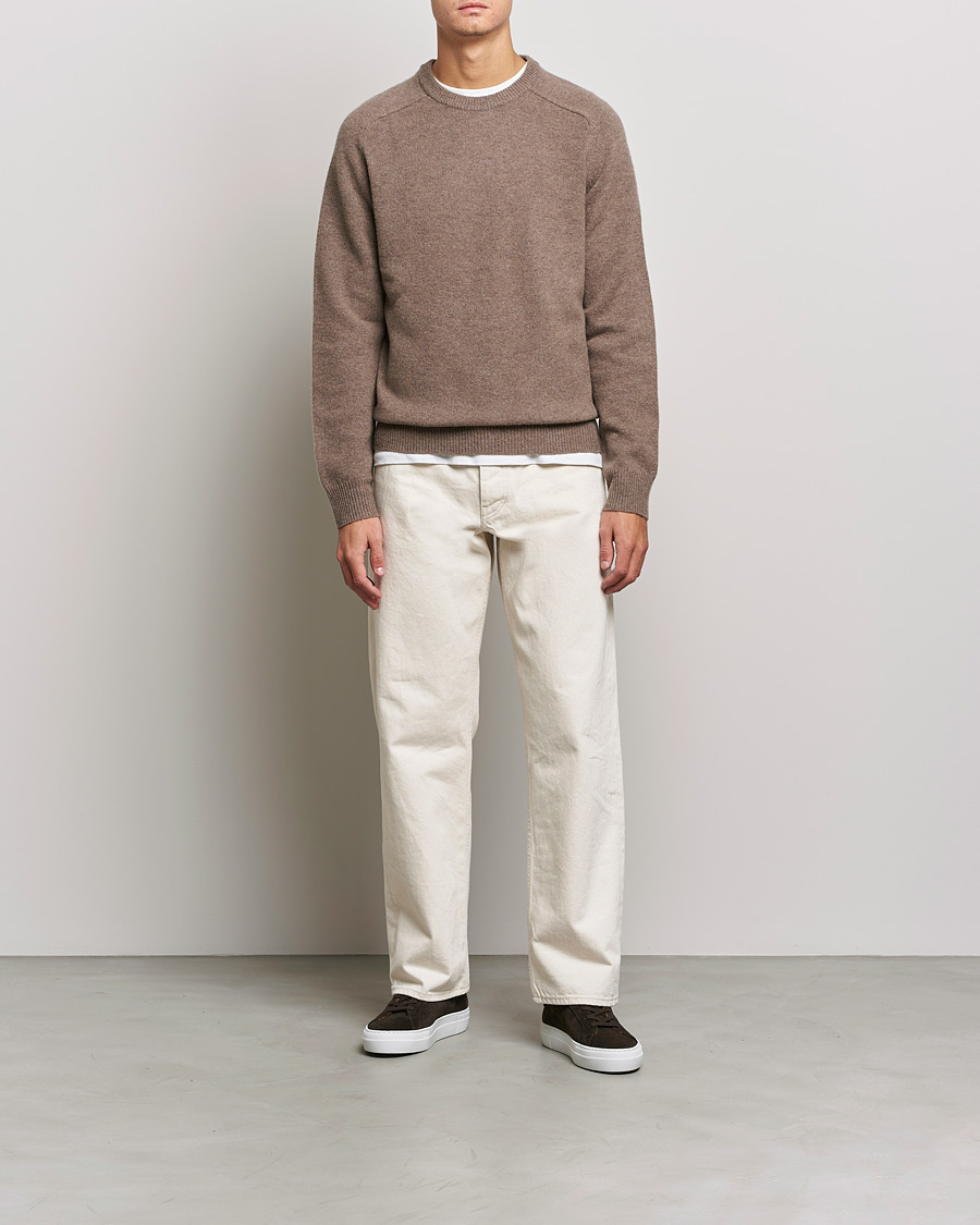 Herren | Pullover | A Day's March | Brodick Lambswool Sweater Taupe Melange