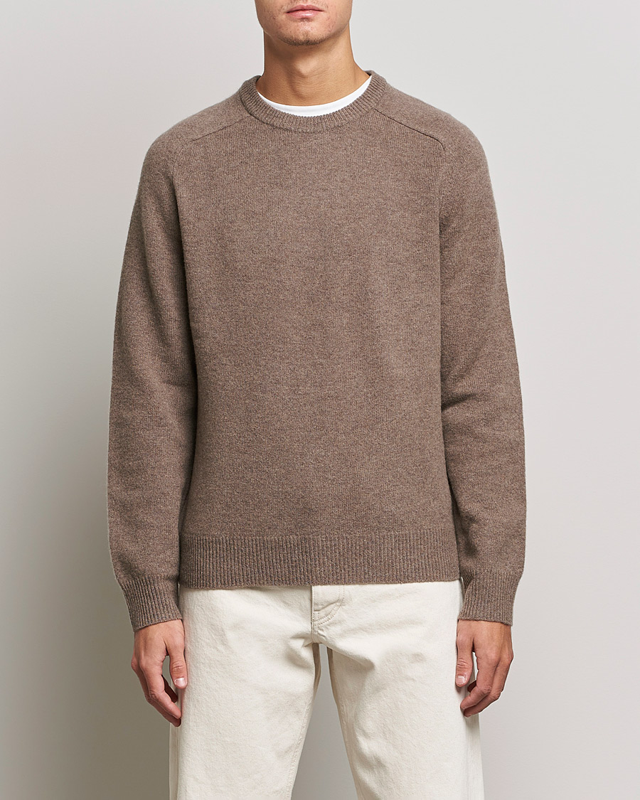Herren | Pullover | A Day's March | Brodick Lambswool Sweater Taupe Melange