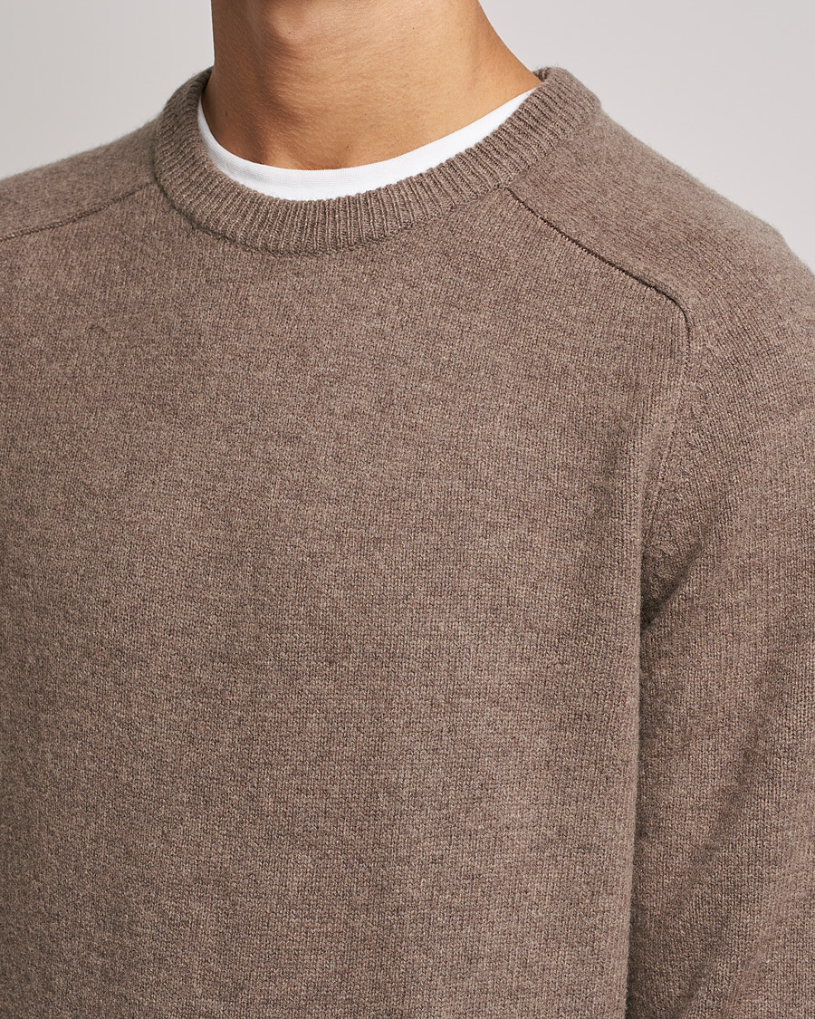 Herren | Pullover | A Day's March | Brodick Lambswool Sweater Taupe Melange