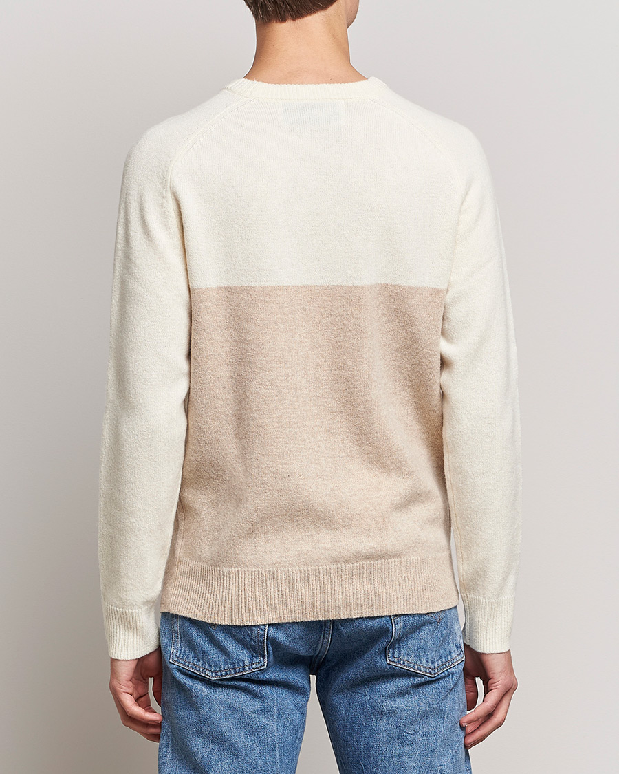 Herren | Pullover | A Day's March | Brodick Block Lambswool Sweater Sand/Off White