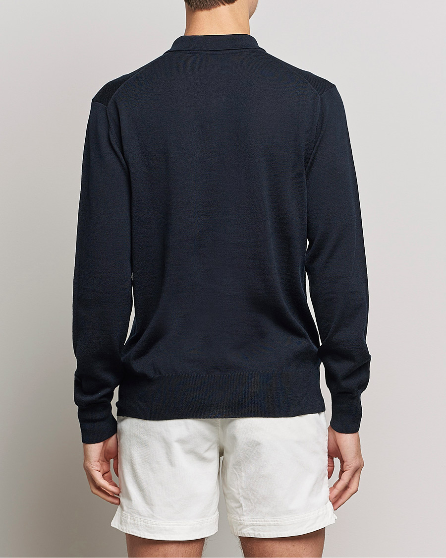 Herren | Pullover | Orlebar Brown | Ebro OB Stripe Merino Poloshirt Night Iris