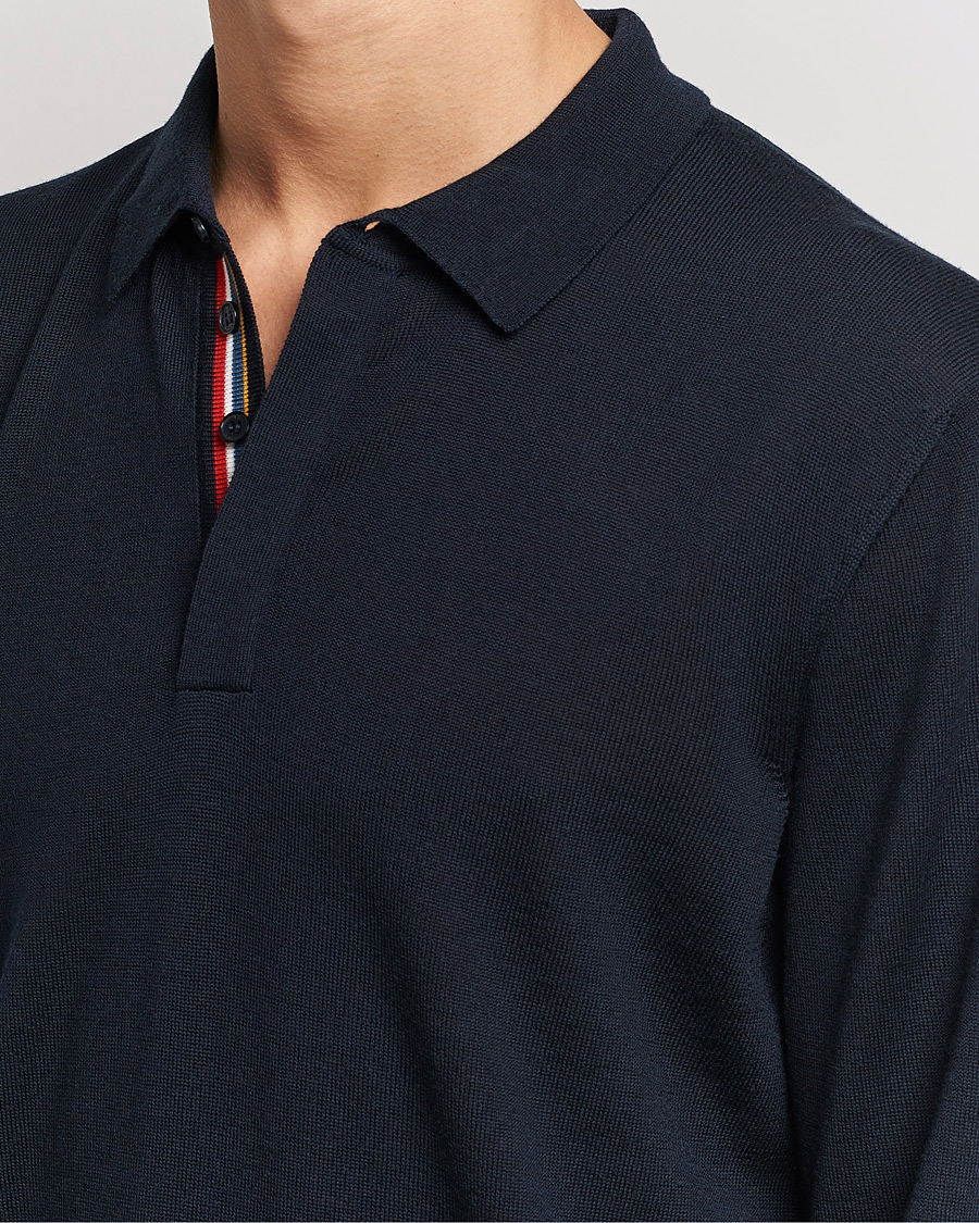 Herren | Pullover | Orlebar Brown | Ebro OB Stripe Merino Poloshirt Night Iris