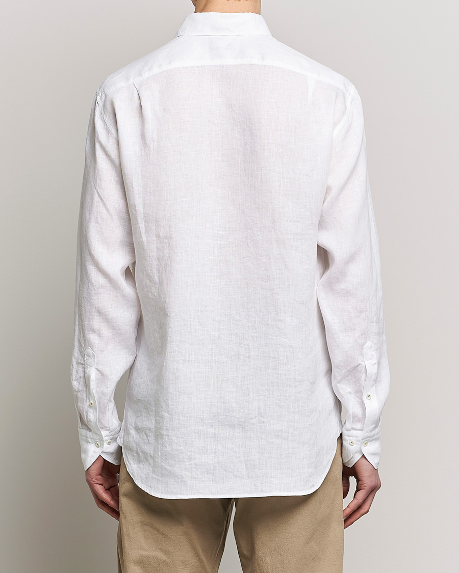 Herren | Hemden | Stenströms | Fitted Body Cut Away Linen Shirt White