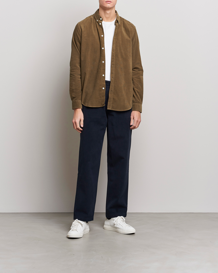 Herren | Hemden | Samsøe Samsøe | Samsøe & Samsøe Liam Organic Cotton Corduroy Shirt Stone Gray