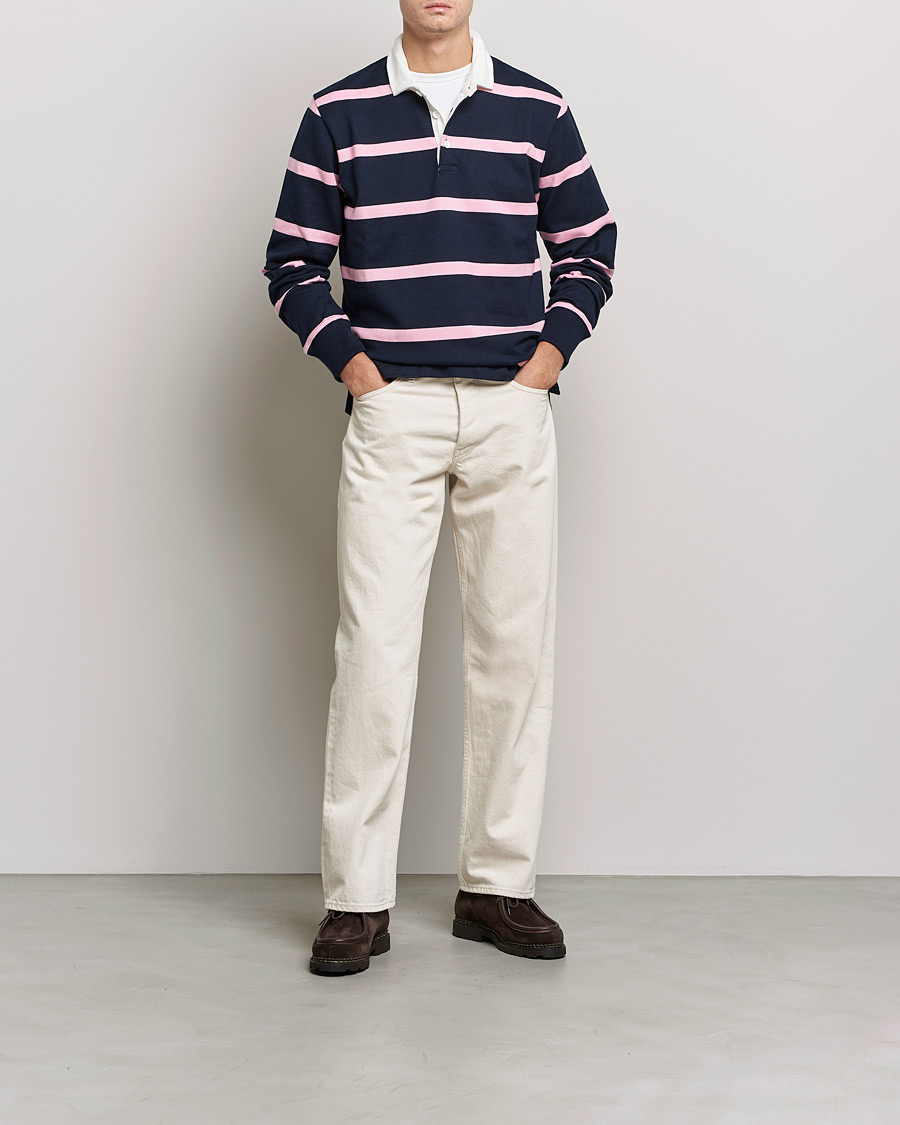 Herren | Pullover | Rowing Blazers | Hockney Stripe Rugby Navy/Pink