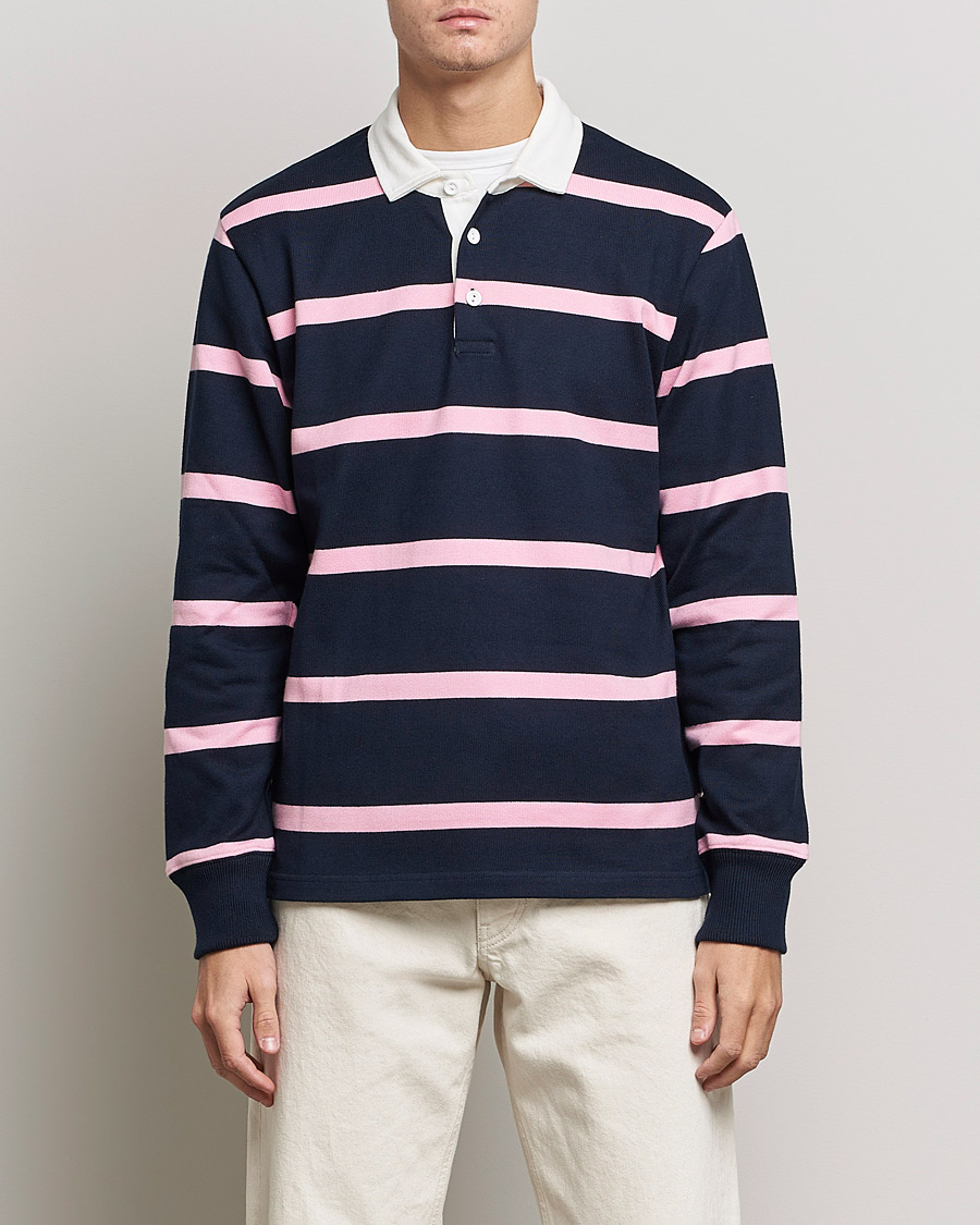 Herren | Pullover | Rowing Blazers | Hockney Stripe Rugby Navy/Pink