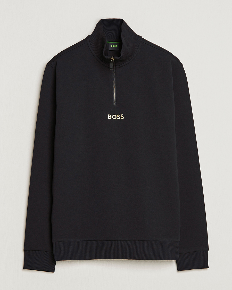 Herren | Pullover | BOSS GREEN | Center Logo Half Zip Black
