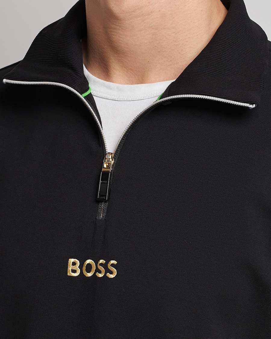 Herren | Pullover | BOSS GREEN | Center Logo Half Zip Black