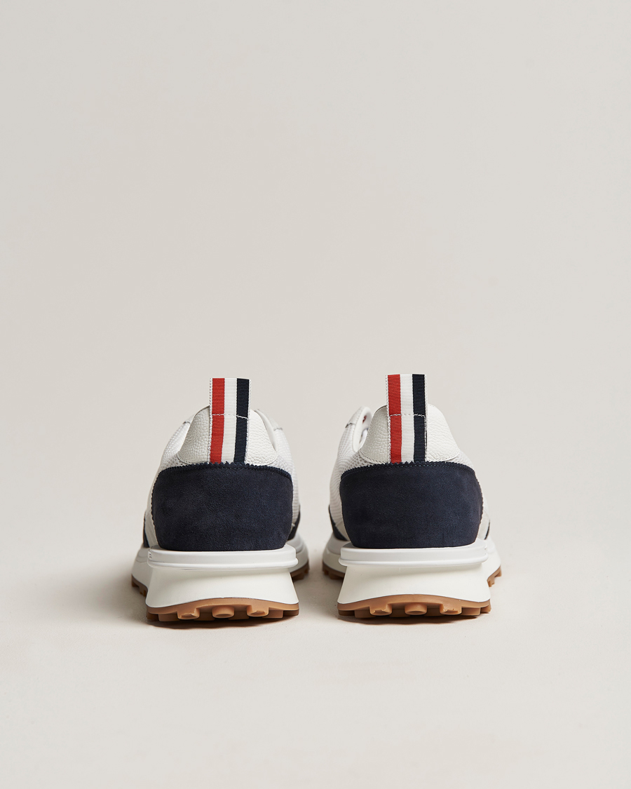 Herren | Thom Browne Tech Runner White/Navy Suede | Thom Browne | Tech Runner White/Navy Suede