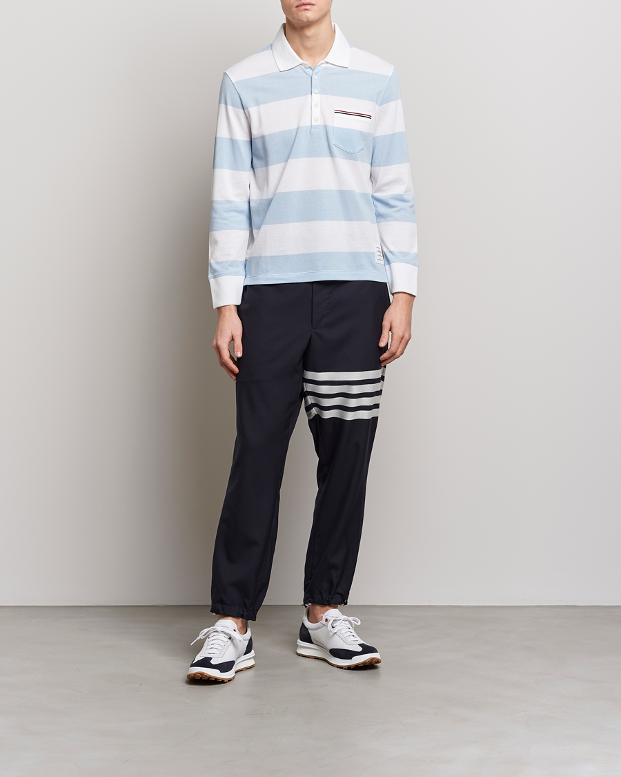 Herren | Pullover | Thom Browne | Rugby Stripe Long Sleeve Polo Light Blue