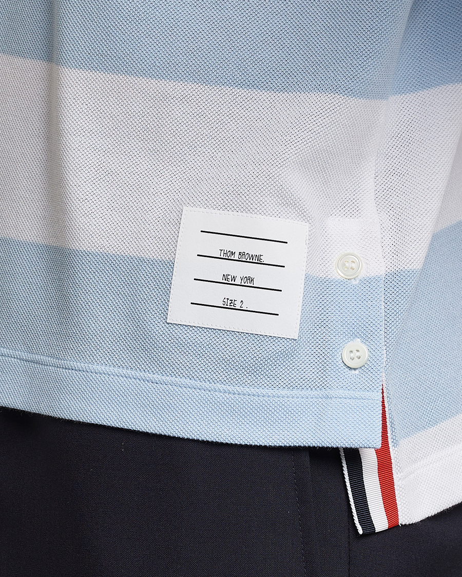 Herren | Pullover | Thom Browne | Rugby Stripe Long Sleeve Polo Light Blue