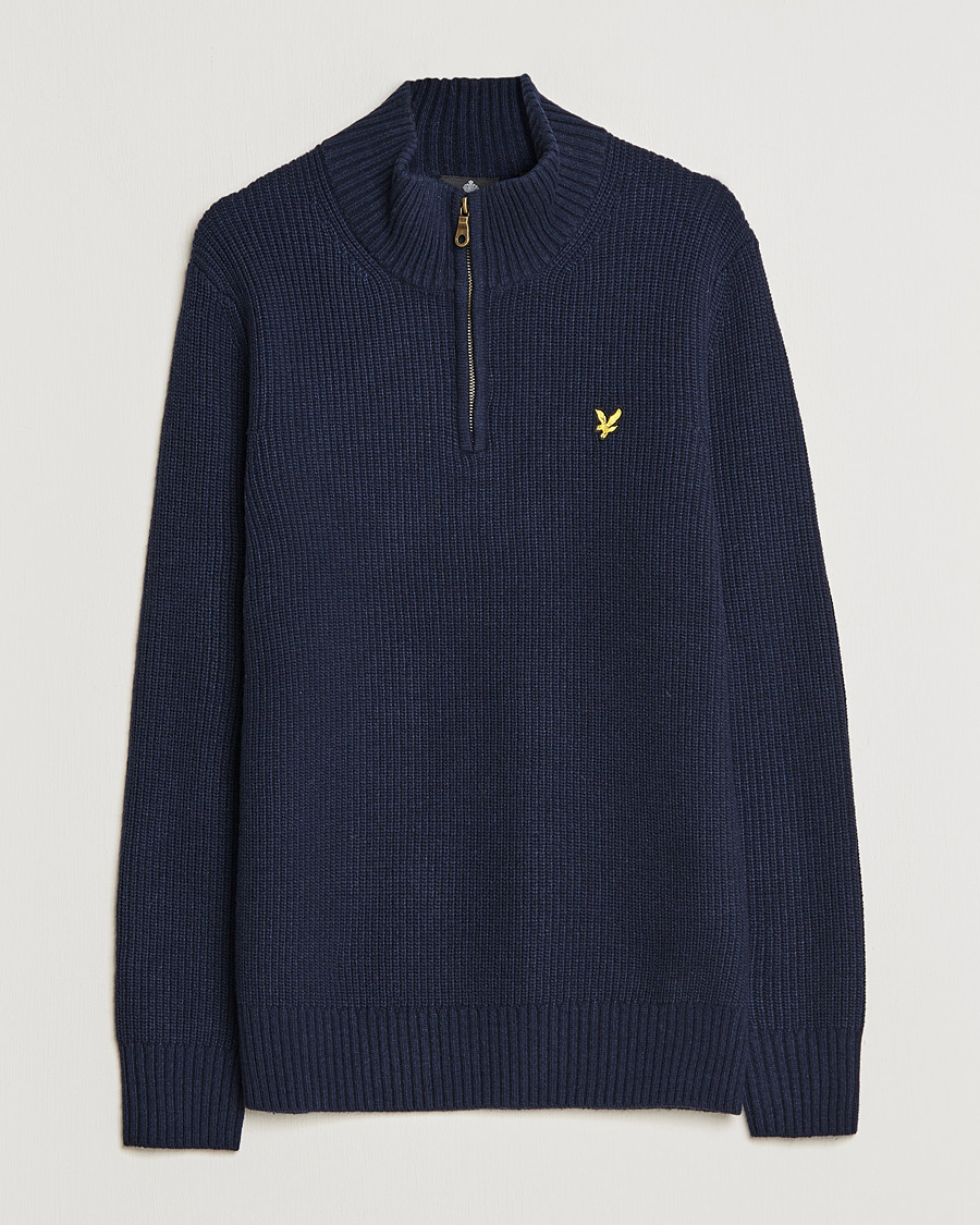 Herren | Pullover | Lyle & Scott | Ribbed Quarter Zip Sweater Navy